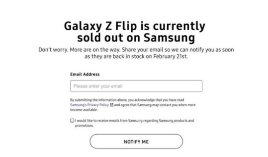 解锁的三星Galaxy  Z  Flip在美国售罄