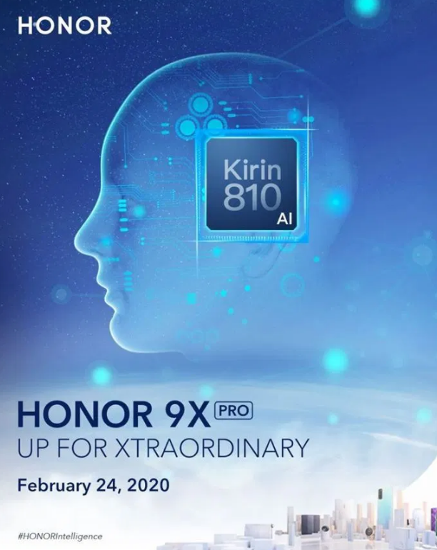 配备麒麟810 SoC和华为移动服务的Honor 9X Pro将于2020年2月24日发布