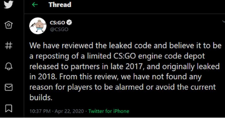 Valve说不要对泄漏的CS：GO源代码感到震惊