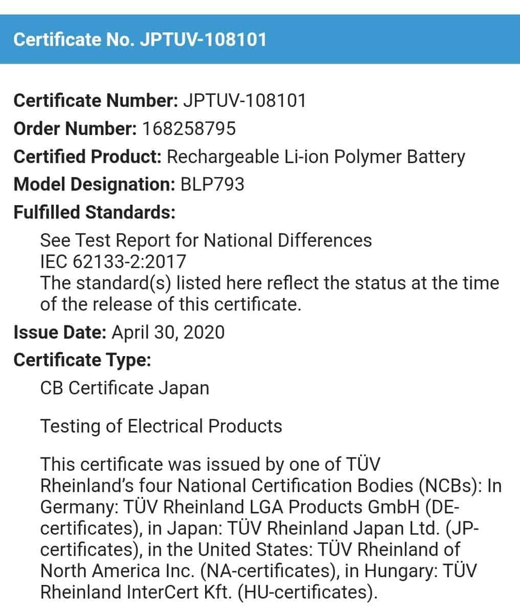 REALME的6000 MAH电池获得TUV认证