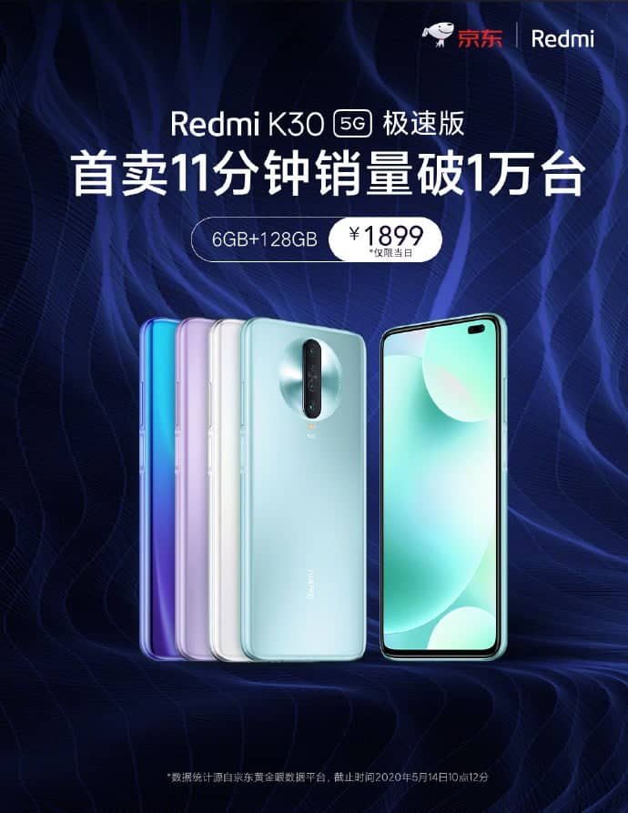 Redmi K30 5G Racing Edition在11分钟内售出10,000多个单位