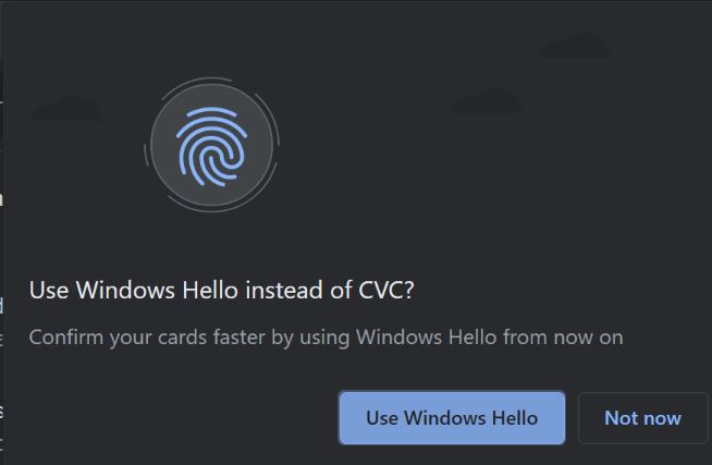 Google Chrome支持“ Windows Hello”面部解锁和指纹以进行付款身份验证