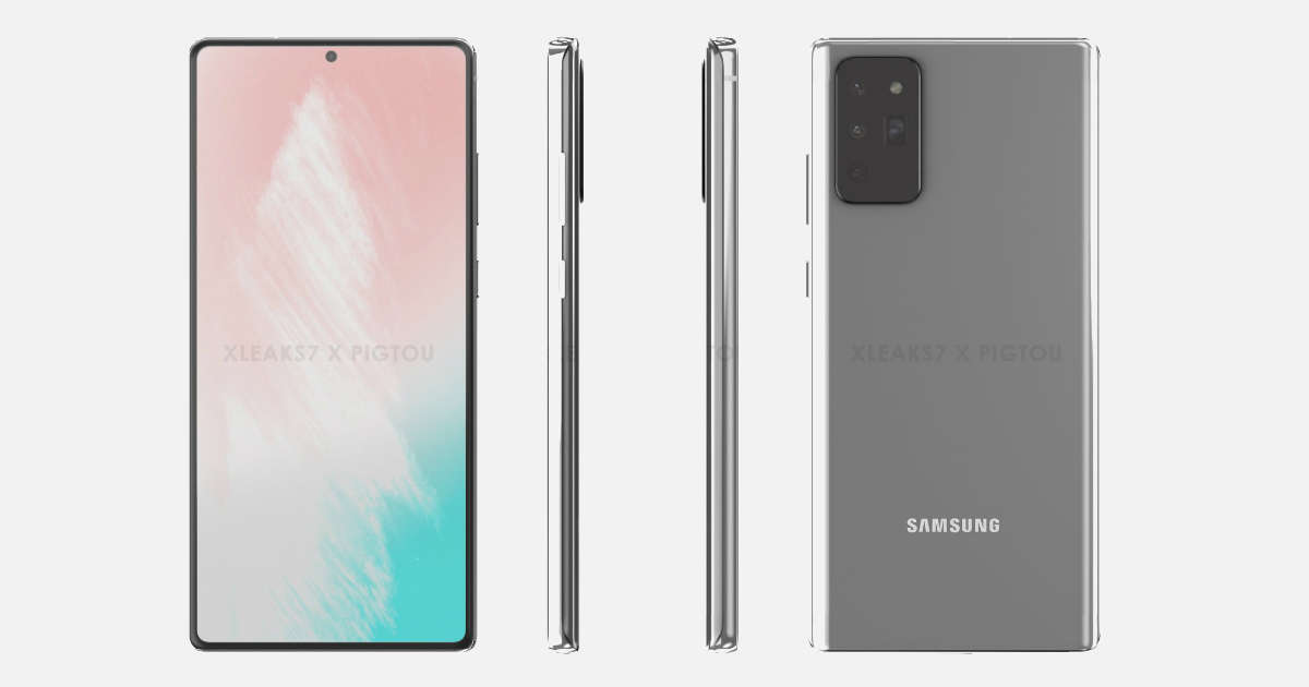 三星Galaxy Note 20渲染图设想了类似于S20 Ultra的平板显示器，超薄边框和相机