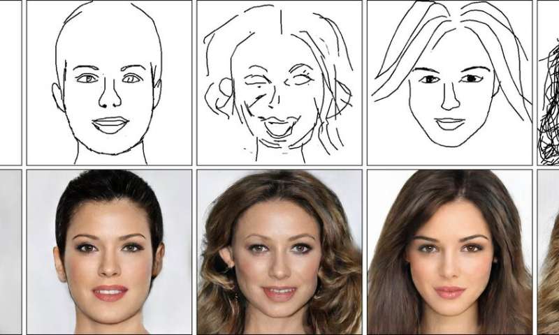 AI用粗略的草图创建逼真的面孔