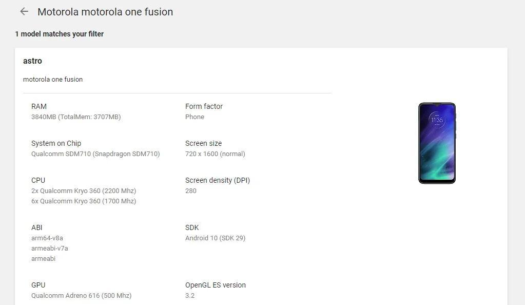 摩托罗拉One Fusion出现在Google Play控制台上，但规格不同