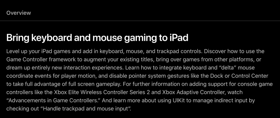 iPadOS 14为游戏带来键盘和鼠标支持