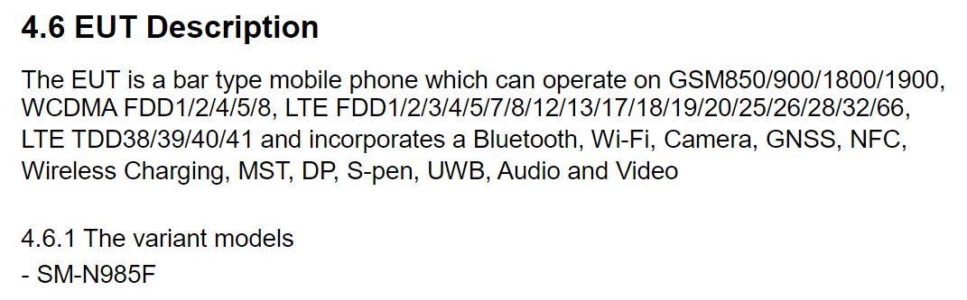 确认了Galaxy Note 20 Ultra的名称以及非5G型号