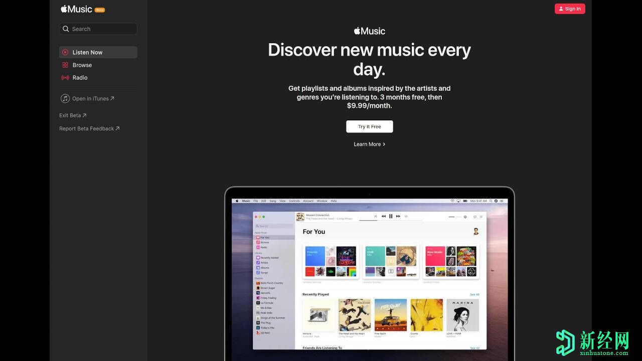 苹果 Music Web Beta返回，带有新标签和新设计