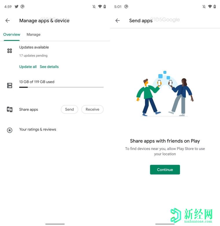 谷歌致力于Play商店的P2P应用共享，“我的应用”的新设计
