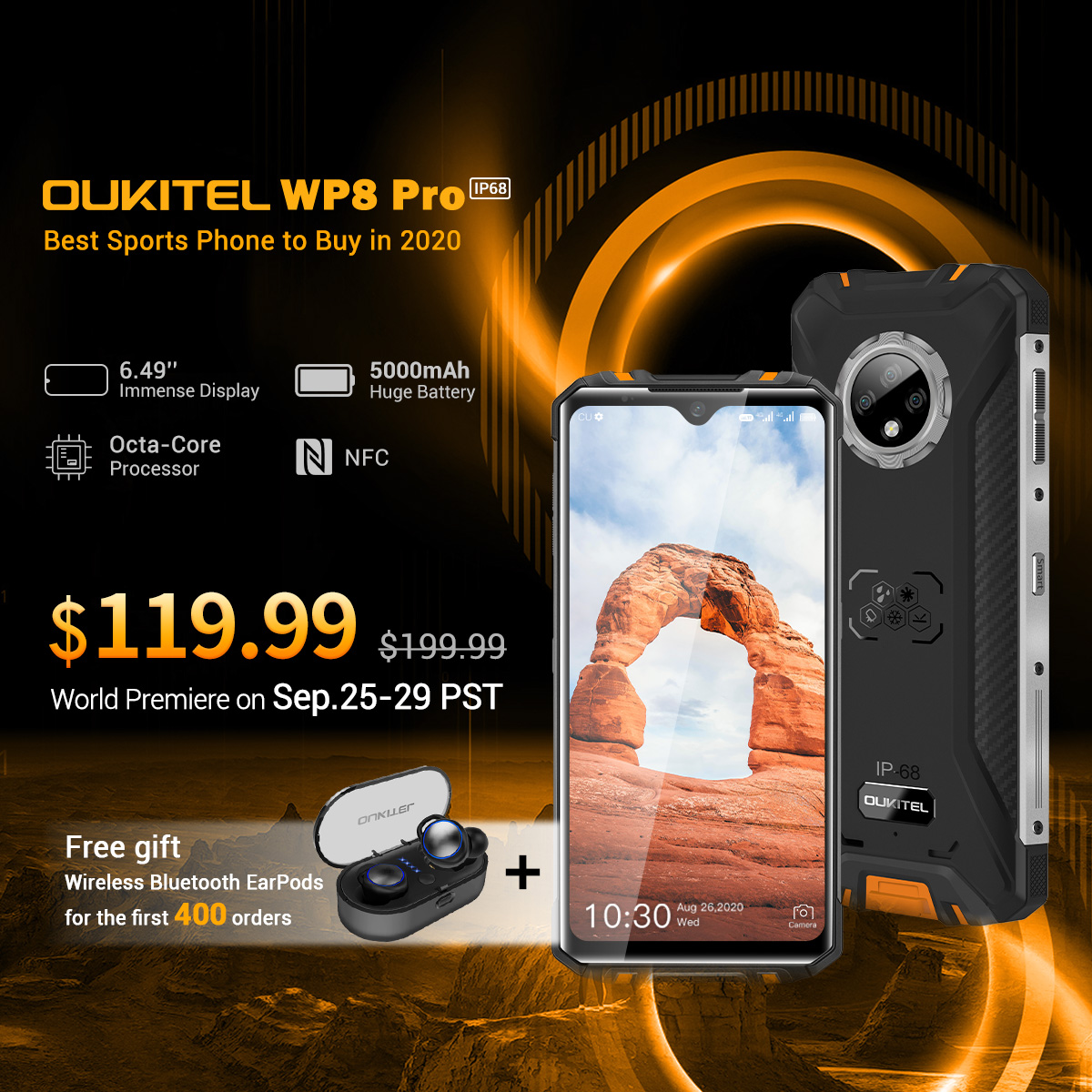 Oukitel的新型WP8 Pro Rugged手机价格便宜，专为具有IP69K认证的户外爱好者打造