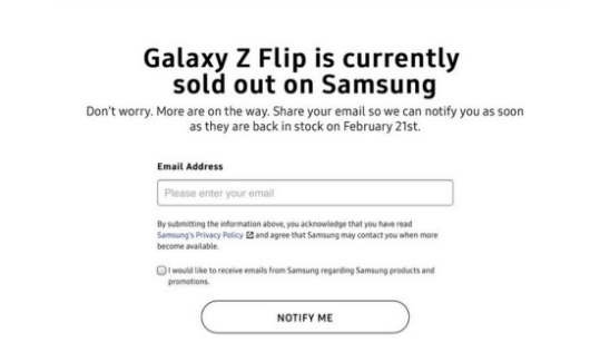解锁的三星Galaxy Z Flip在美国售罄