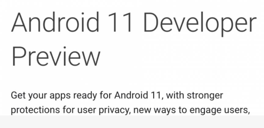 Android 11开发人员预览版正式上线