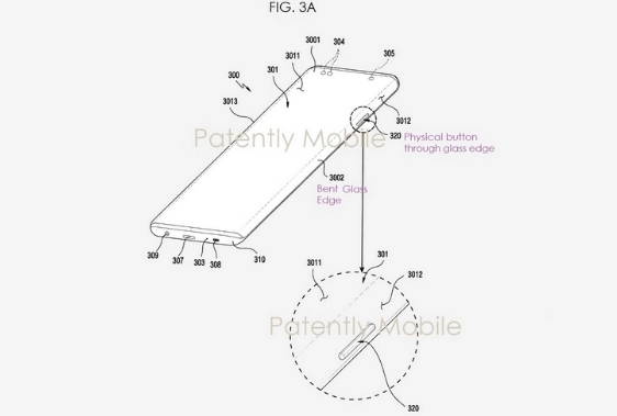 三星专利展示带有凸出的物理按钮的曲面显示器