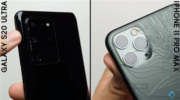 跌落测试：三星Galaxy S20 Ultra比较iPhone 11 Pro Max