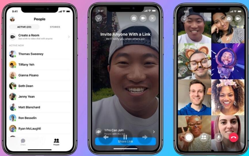 Facebook的虚拟Messenger Room允许多达50人同时进行视频