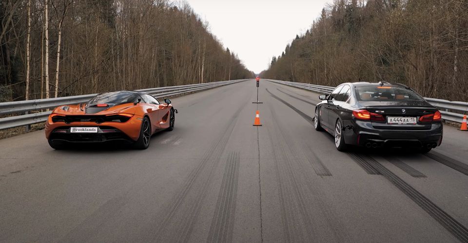 飙车：调整后的840 HP BMW M5与McLaren 720S