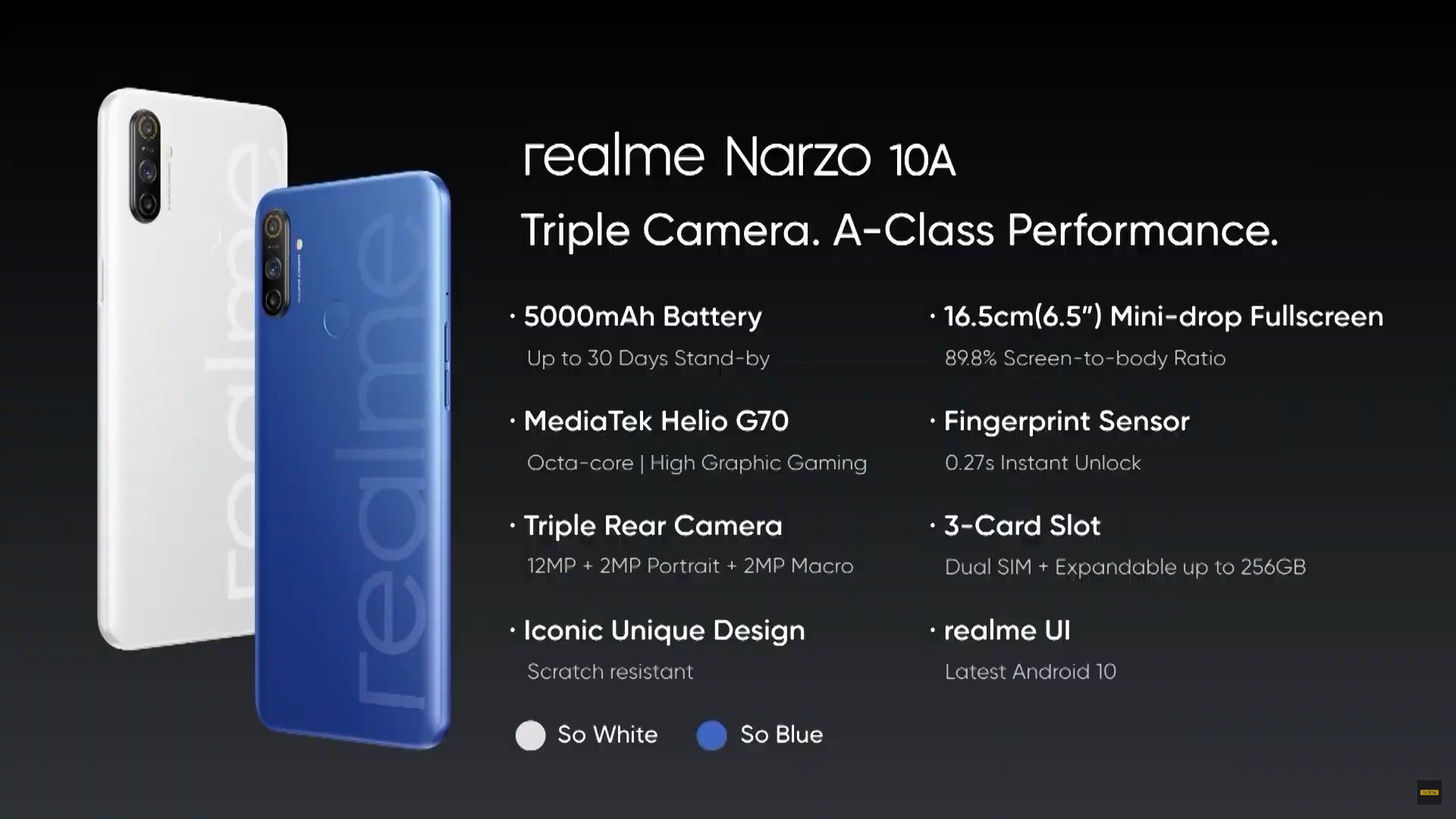 Realme Narzo 10，带有5000mAh电池的Narzo 10A，6.5英寸显示屏在印度推出：价格，规格