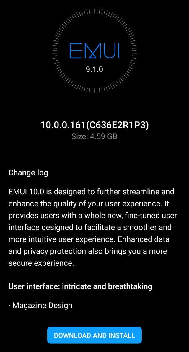 全球针对华为P20 PRO和MATE 10发布了EMUI 10更新