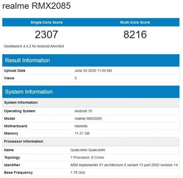 带有12GB RAM的Realme X3出现在GeekBench上