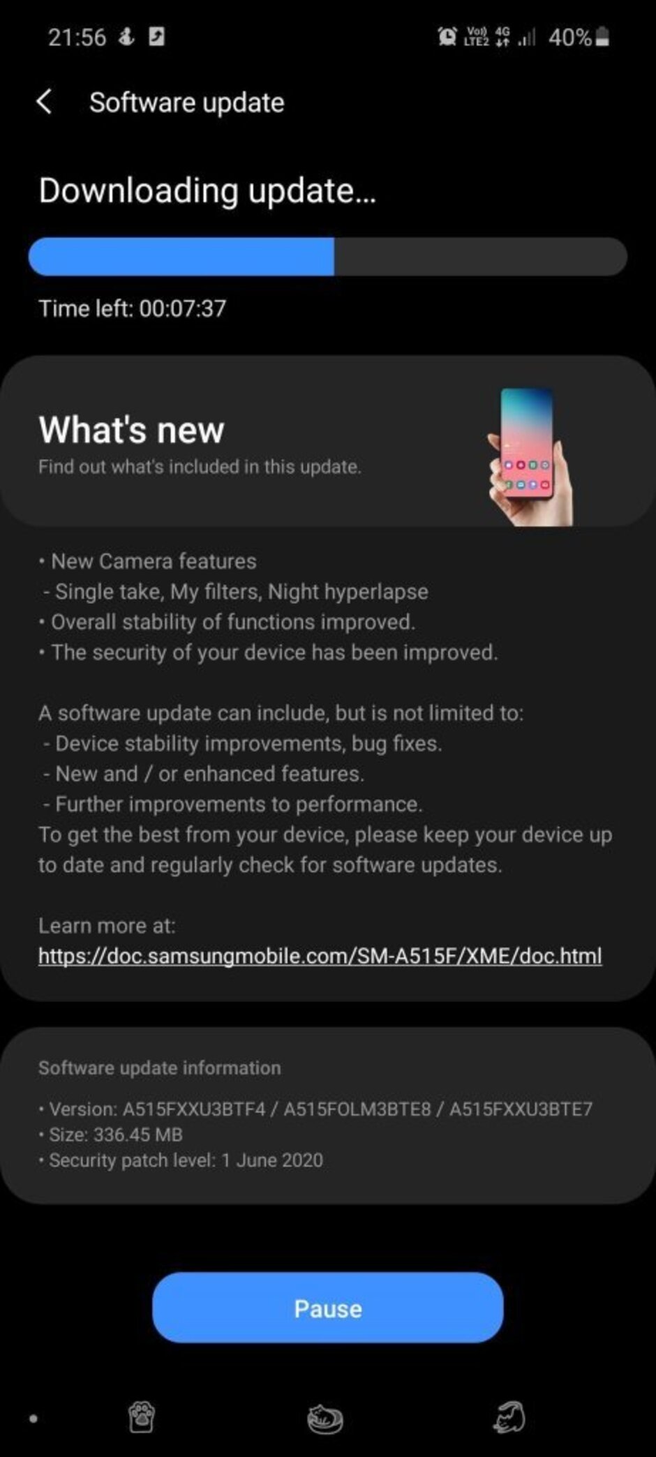 三星Galaxy A51重大更新增加了一个2.1 UI摄像头功能