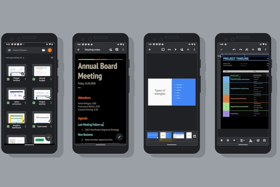 Google文档，幻灯片和表格终于在Android上变暗了