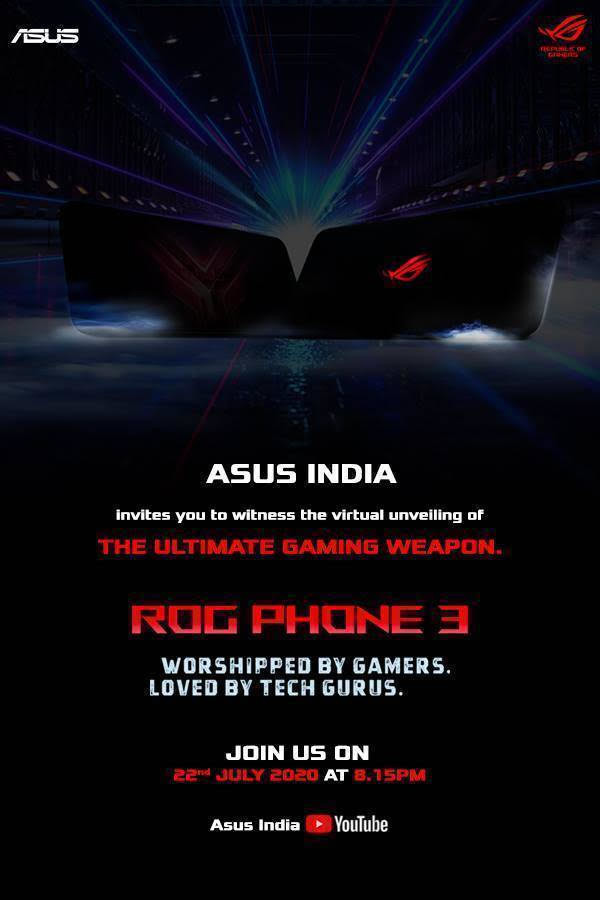 华硕ROG Phone 3将于7月22日在印度推出，同时全球发售