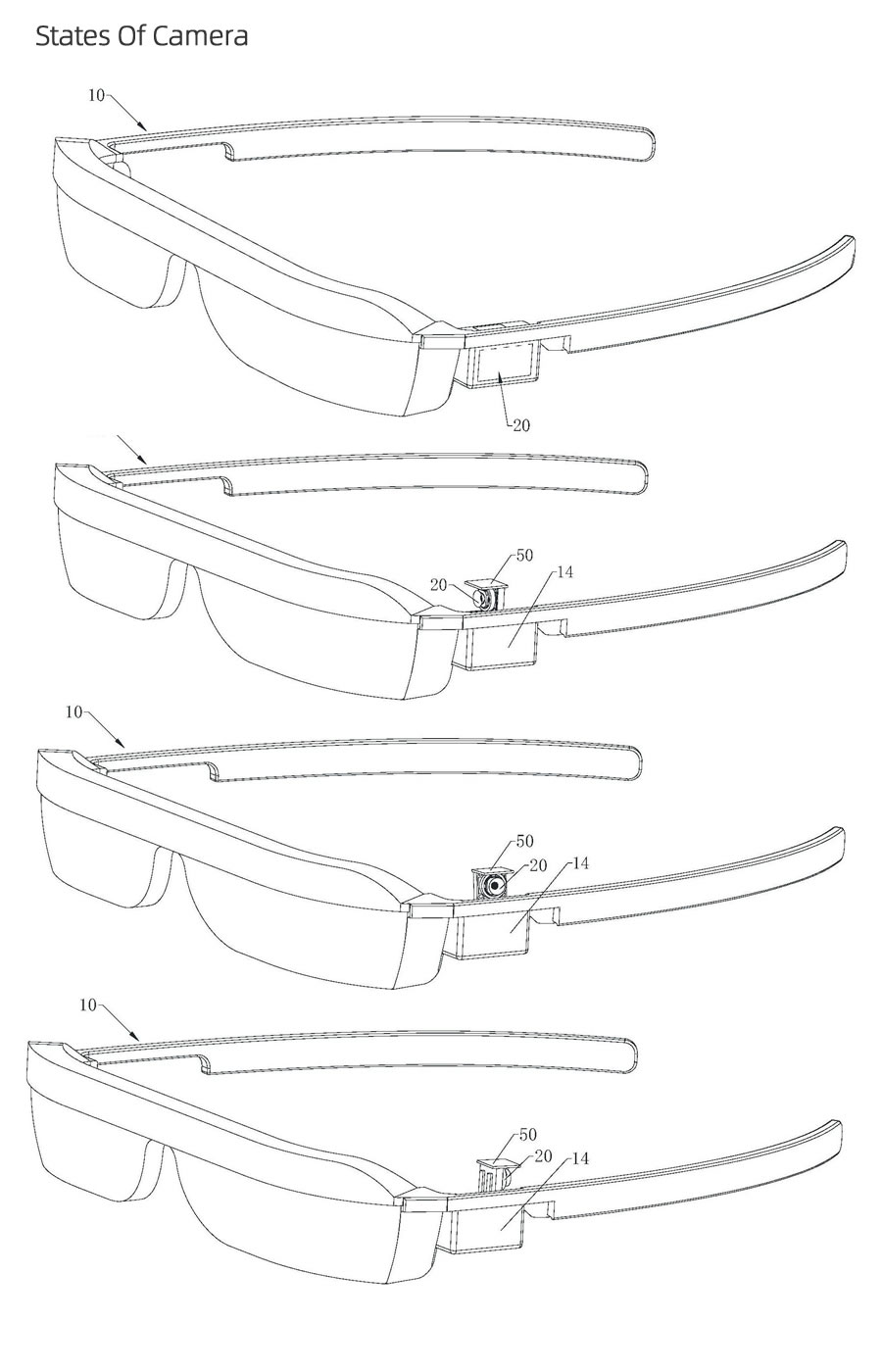 华为为带有旋转弹出式自拍相机的AR眼镜申请专利