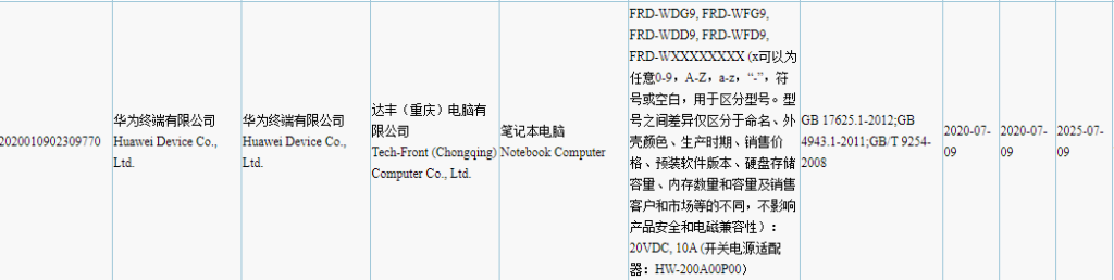 荣耀游戏笔记本电脑包获得3C认证，并显示200W适配器