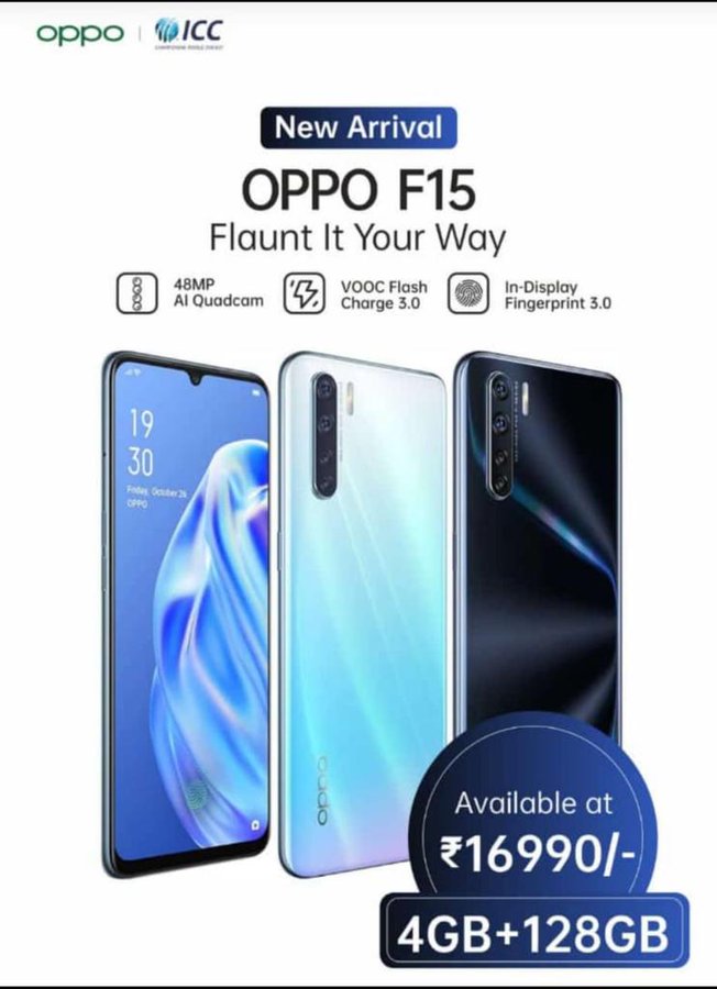 OPPO F15在印度获得了新的4GB + 128GB版本，价格为16990卢比（〜228美元）