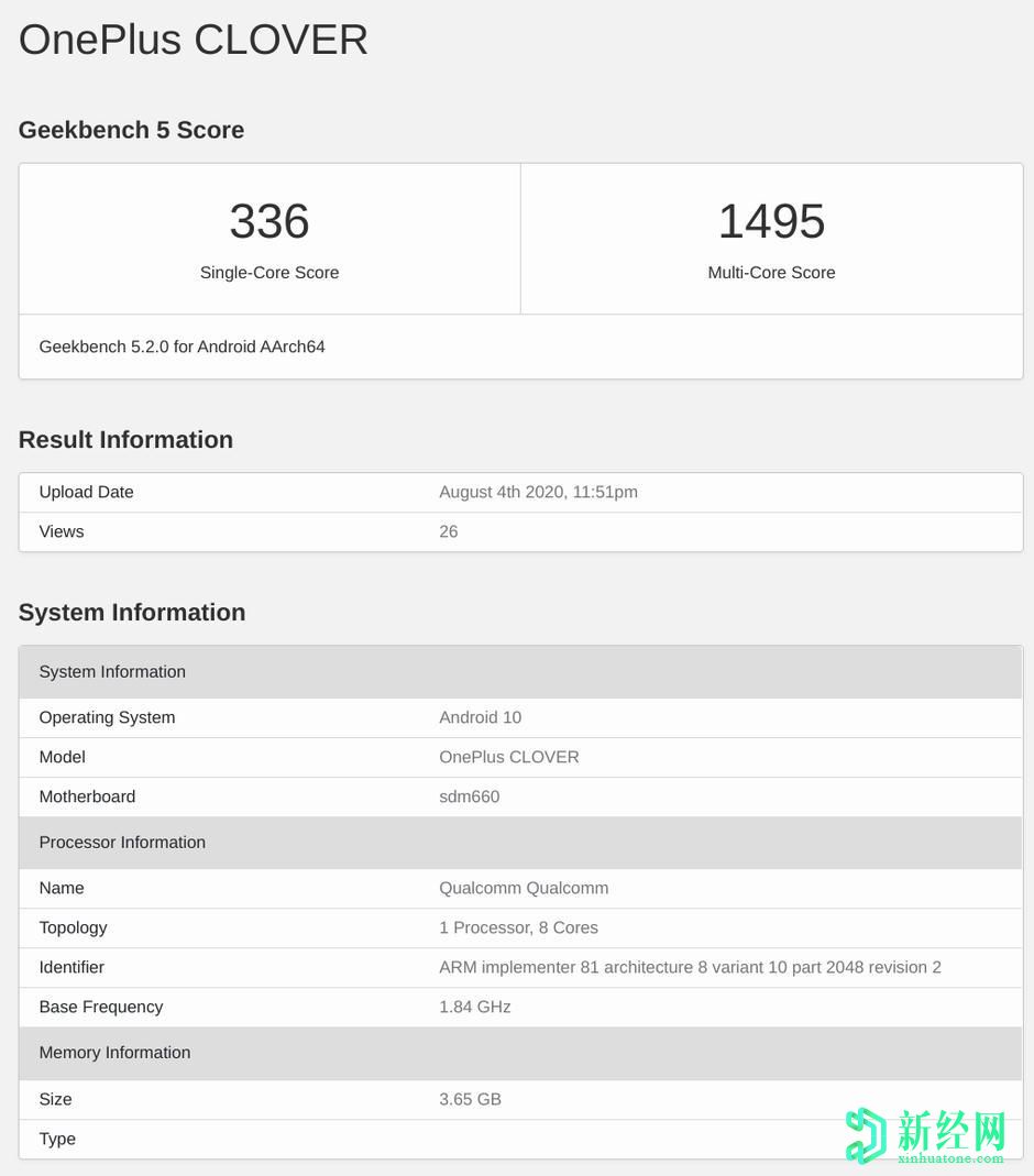 名为“ Clover”的神秘OnePlus中档手机出现在基准测试中