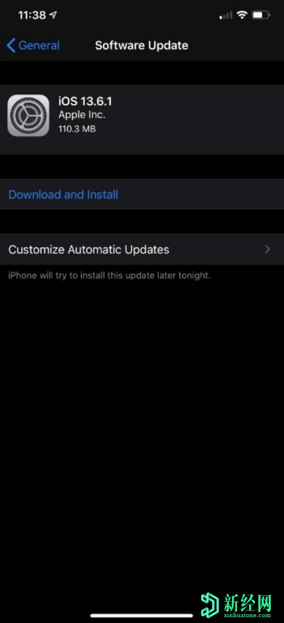 苹果的iOS 13.6.1更新已经发布，并且从屏幕上消除了绿色