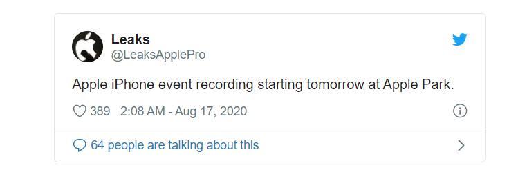 iPhone 12主题演讲已在苹果公园开始录制。揭幕可能在九月举行