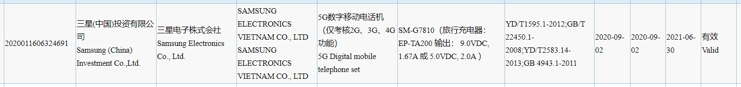 三星Galaxy S20 FE袋子获得3C认证，可能随附15W充电器