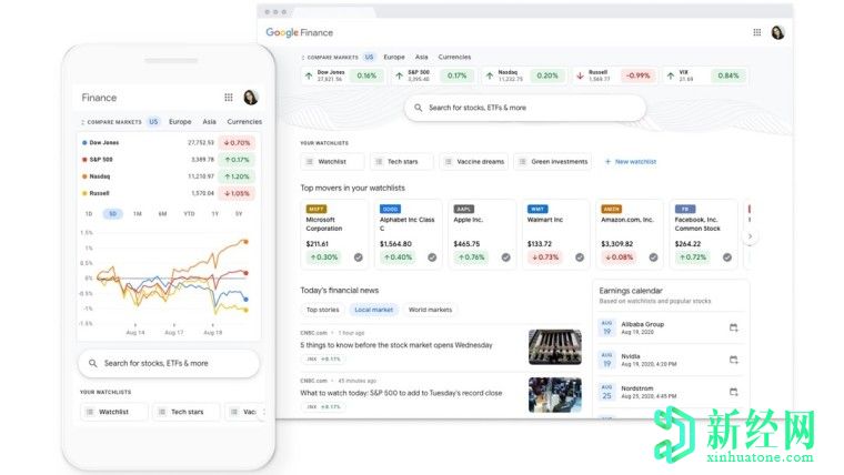 谷歌重新设计了Finance，使其更易于查找和跟踪股票数据