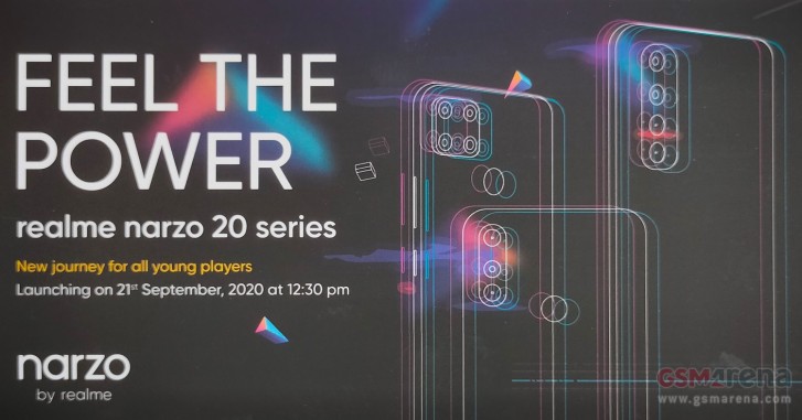 Realme Narzo 20系列将于9月21日上市，配备Dart充电功能和超大电池
