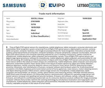 三星商标“ ISOCELL Vizion” ToF传感器可能会在Galaxy S21（S30）上首次亮相