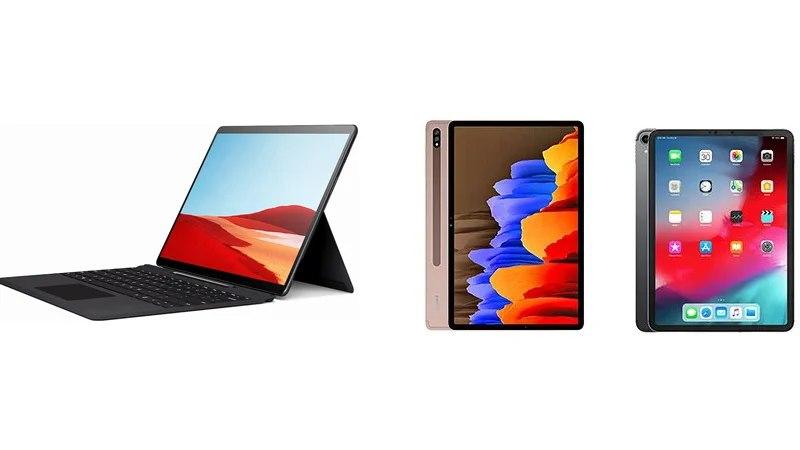 微软Surface Pro X 2020和iPad Pro以及三星Galaxy Tab S7 +,规格对比