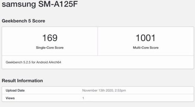 三星Galaxy A12已验证有关Geekbench的信息