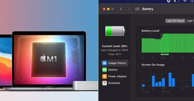 互联网信息:Apple M1 MacBook Air的电池续航测试