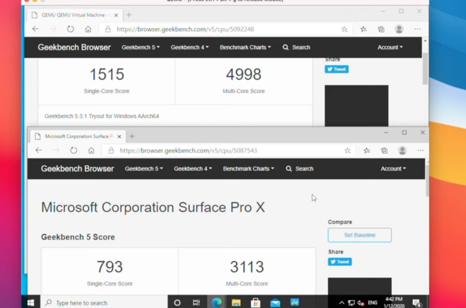 Apple Silicon上的Windows比Surface Pro X的速度快