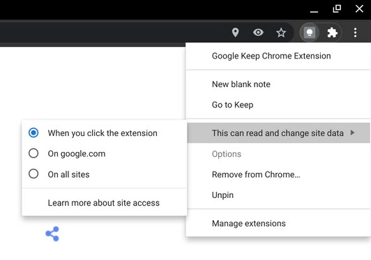 Chrome扩展程序将无权访问浏览数据