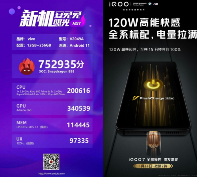 iQOO 7 AnTuTu分数曝光：745,942分