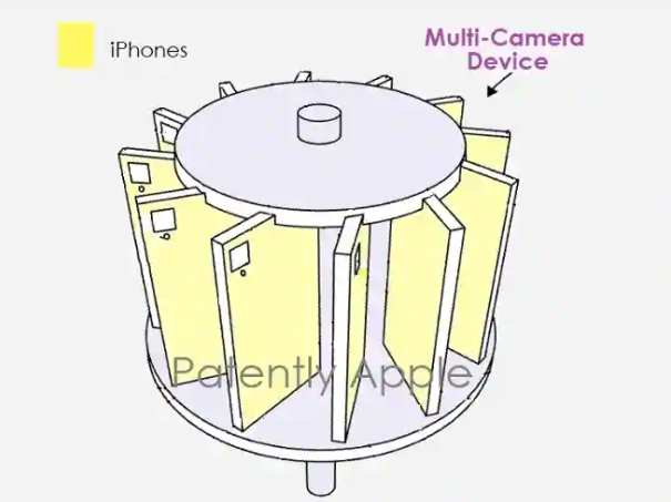 苹果公司发明了一种可以容纳14个iPhone Pro的相机支架和系统