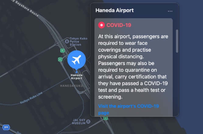 Apple Maps将开始在机场显示Covid-19旅行指南