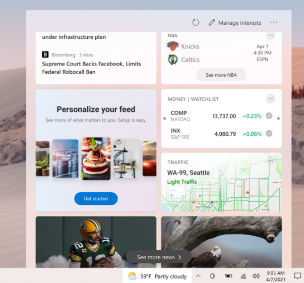 最新的Windows 10内部版本带来更多新闻和趣味性任务栏改进