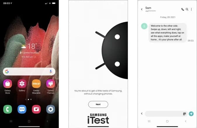 三星的iTest展示了iPhone上的Galaxy Android