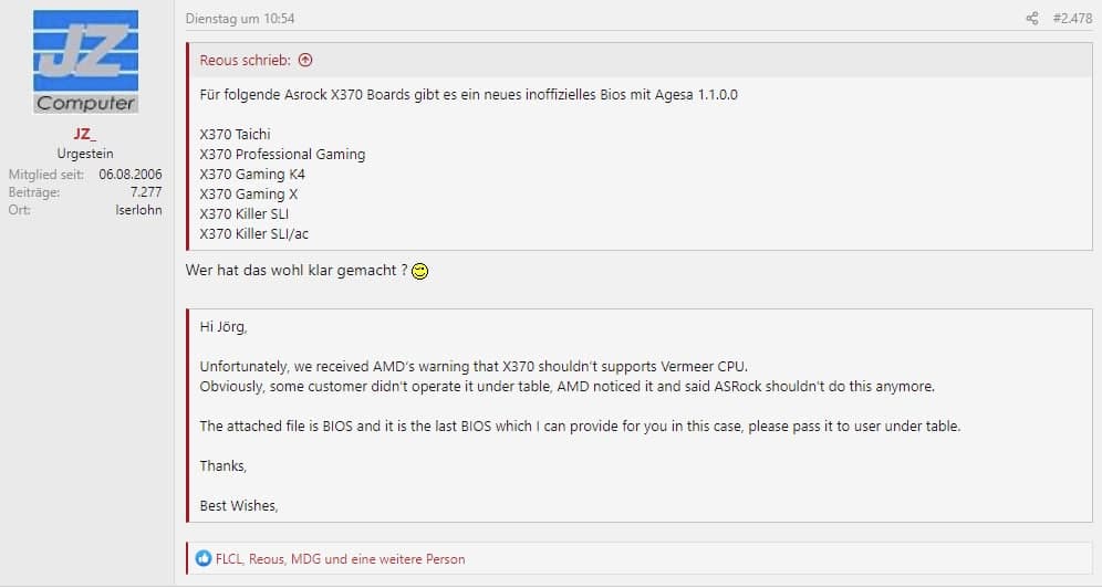 AMD 阻止厂商为 X370 主板提供新 BIOS 以支持 Ryzen 5000 系列