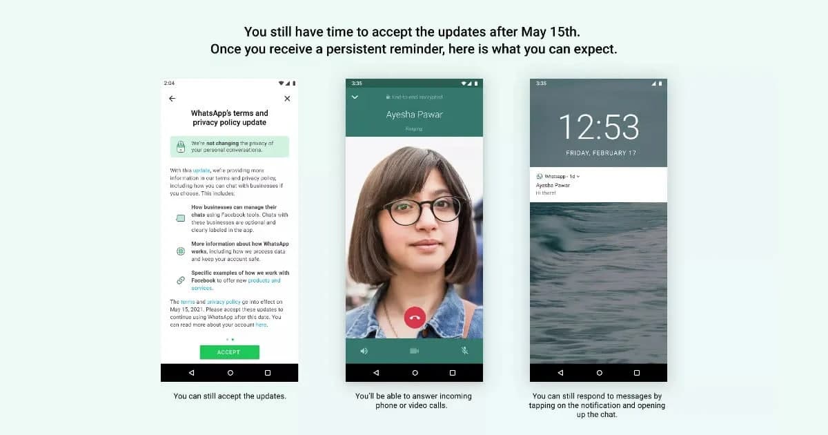 WhatsApp隐私权政策更新：接受或失去对这些功能的访问