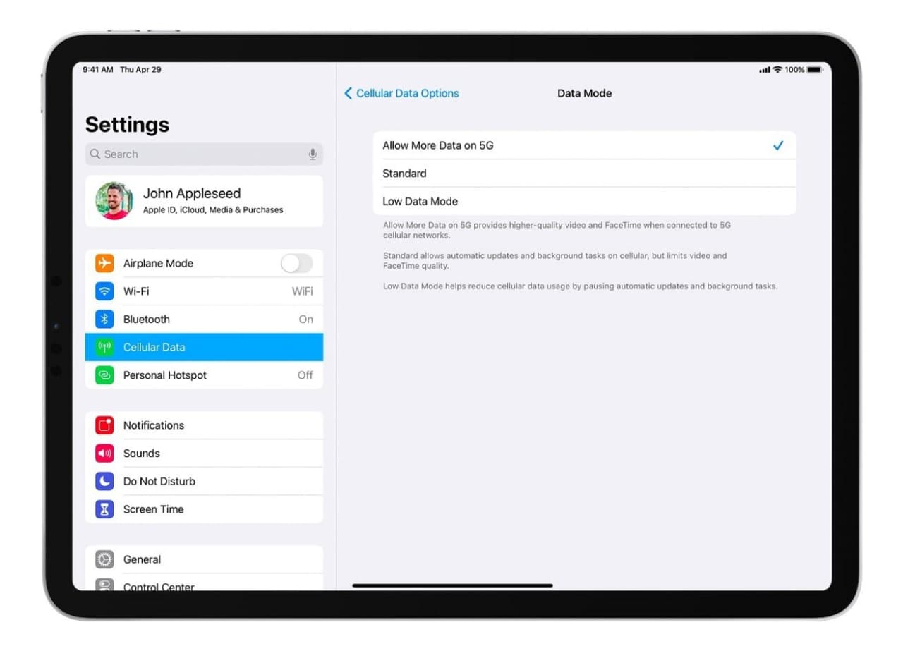 2021款苹果iPad  Pro将支持使用5G移动网络下载系统更新