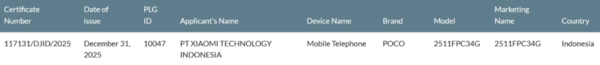 Poco X8 Pro通过印尼认证 或为REDMI Turbo 5国际版